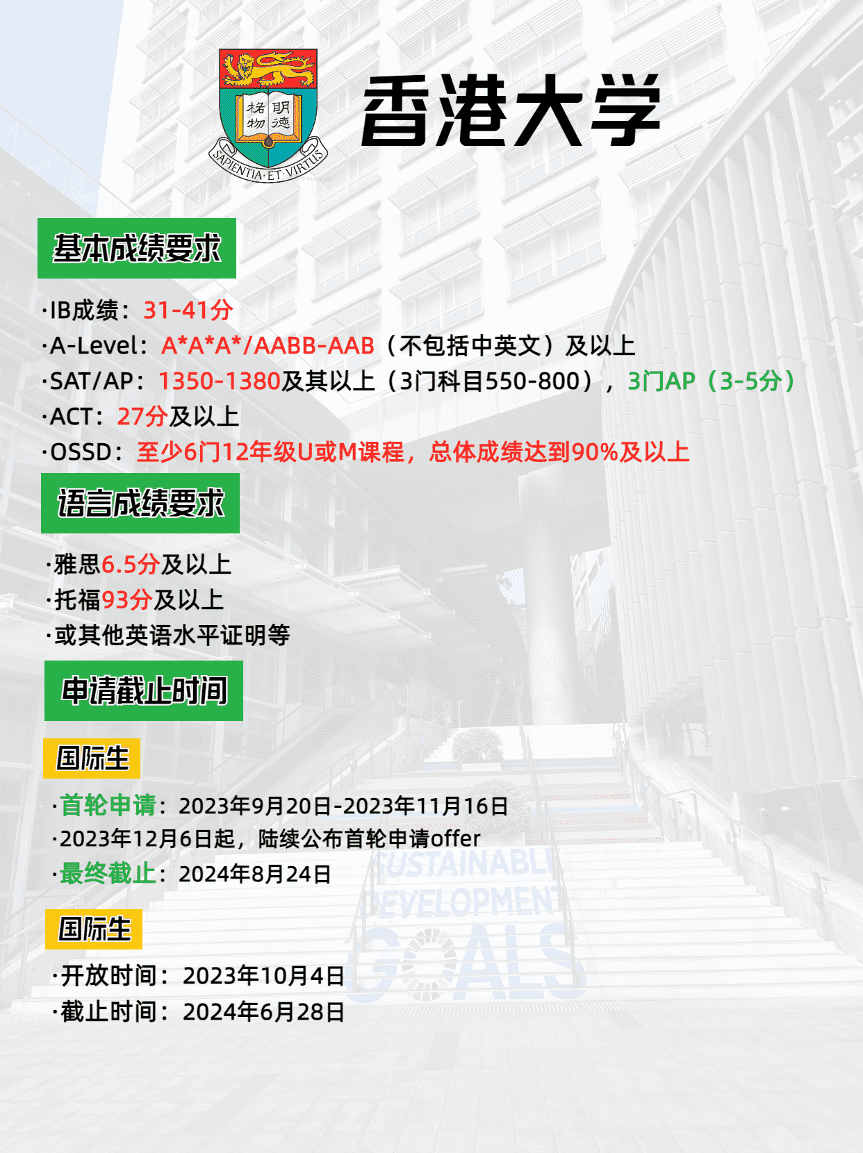 2024年香港大学本科申请要求、申请时间 别错过了申请哦