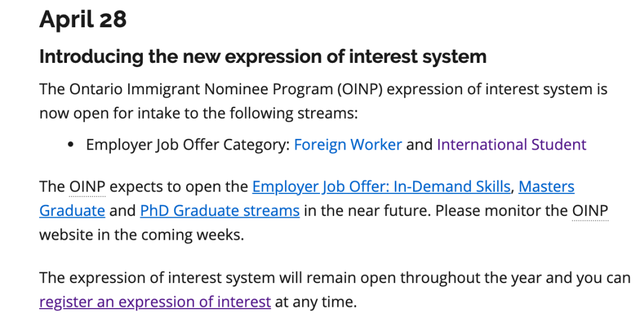 安省省提名EOI打分细则公布！可以提交入池，今日起开始接受邀请～